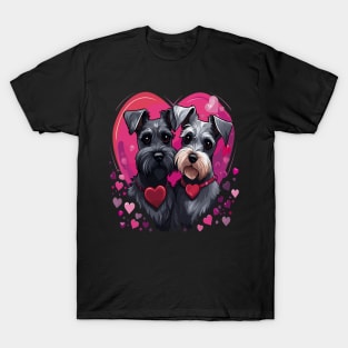 Miniature Schnauzer Couple Valentine T-Shirt